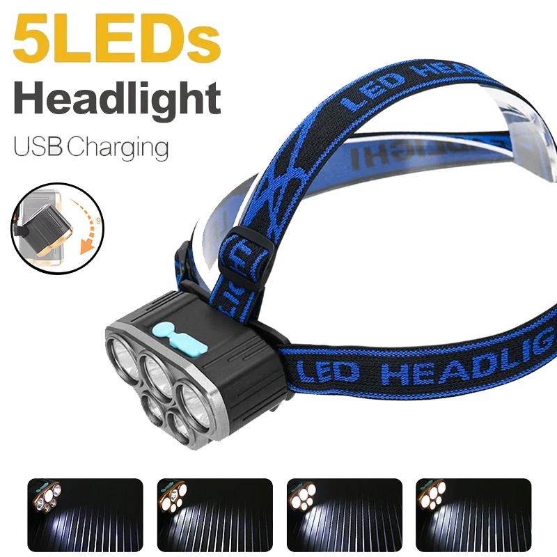 Running Headlamp Led - Torcia Frontale Ricaricabile a 5 LED