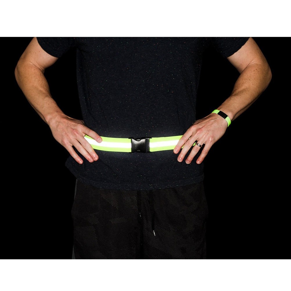 High And Running Gear - 2 Pezzi Cintura Riflettente Verde Fluorescente